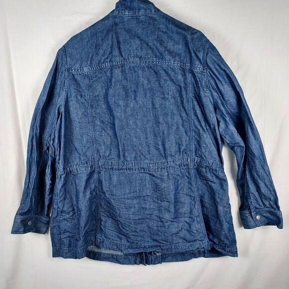 Talbots Plus Denim Utility Jacket 2X Women’s Cotton Hemp Long Sleeve - Picture 2 of 11